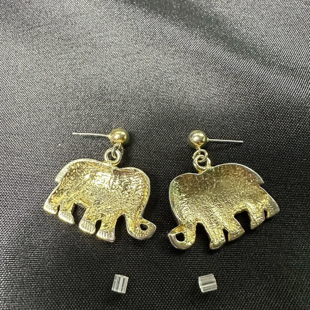 Vintage Gold Elephant Drop Earrings - Women Jewelry